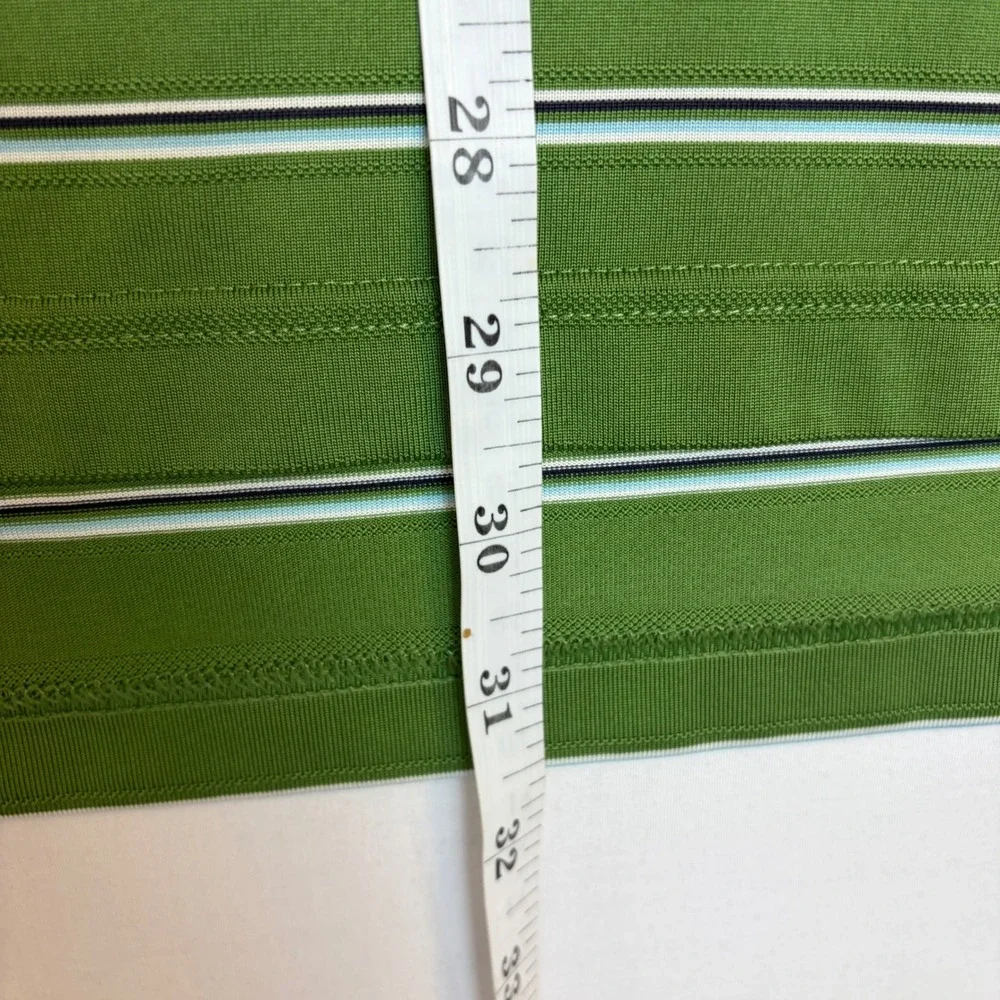 Adidas Golf ClimaCool Mens XL Green Striped Polo Shirt Short Sleeve